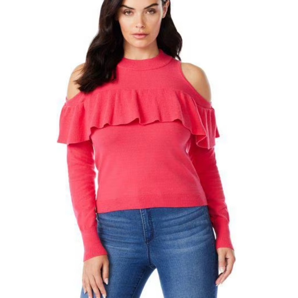 NWT SOFIA JEANS/ Pink/ Cold shoulders/ Knit long sleeve sweater/ Size US S